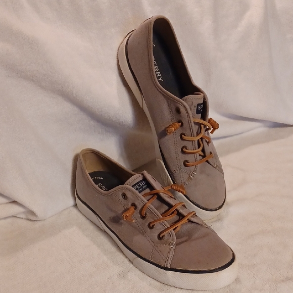 Sperry Shoes - Casual Tan Sneakers Sperry Top Siders Gray Women's Size 10